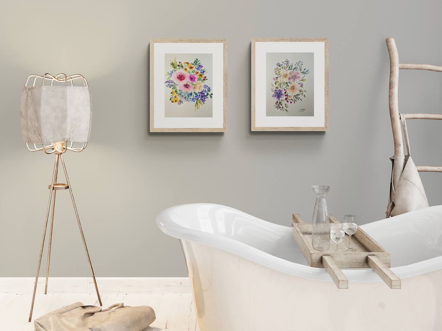 Pink Roses and Red Berries